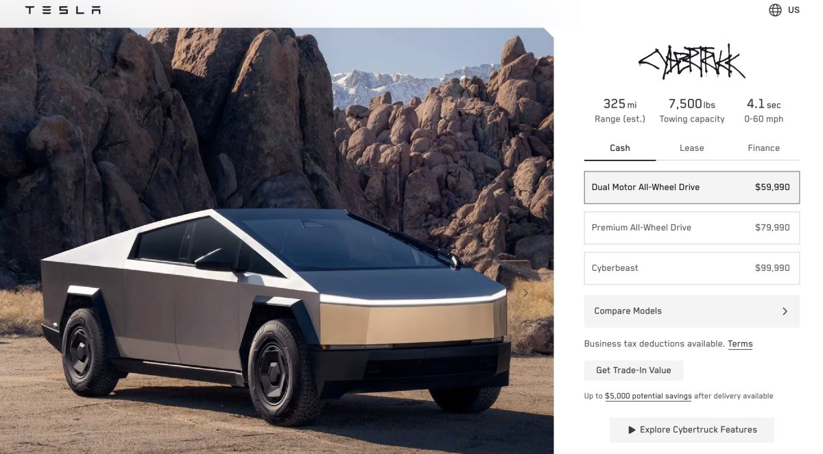 特斯拉 Tesla Cybertruck Cybertruck 入門版 Cybertruck 減配版