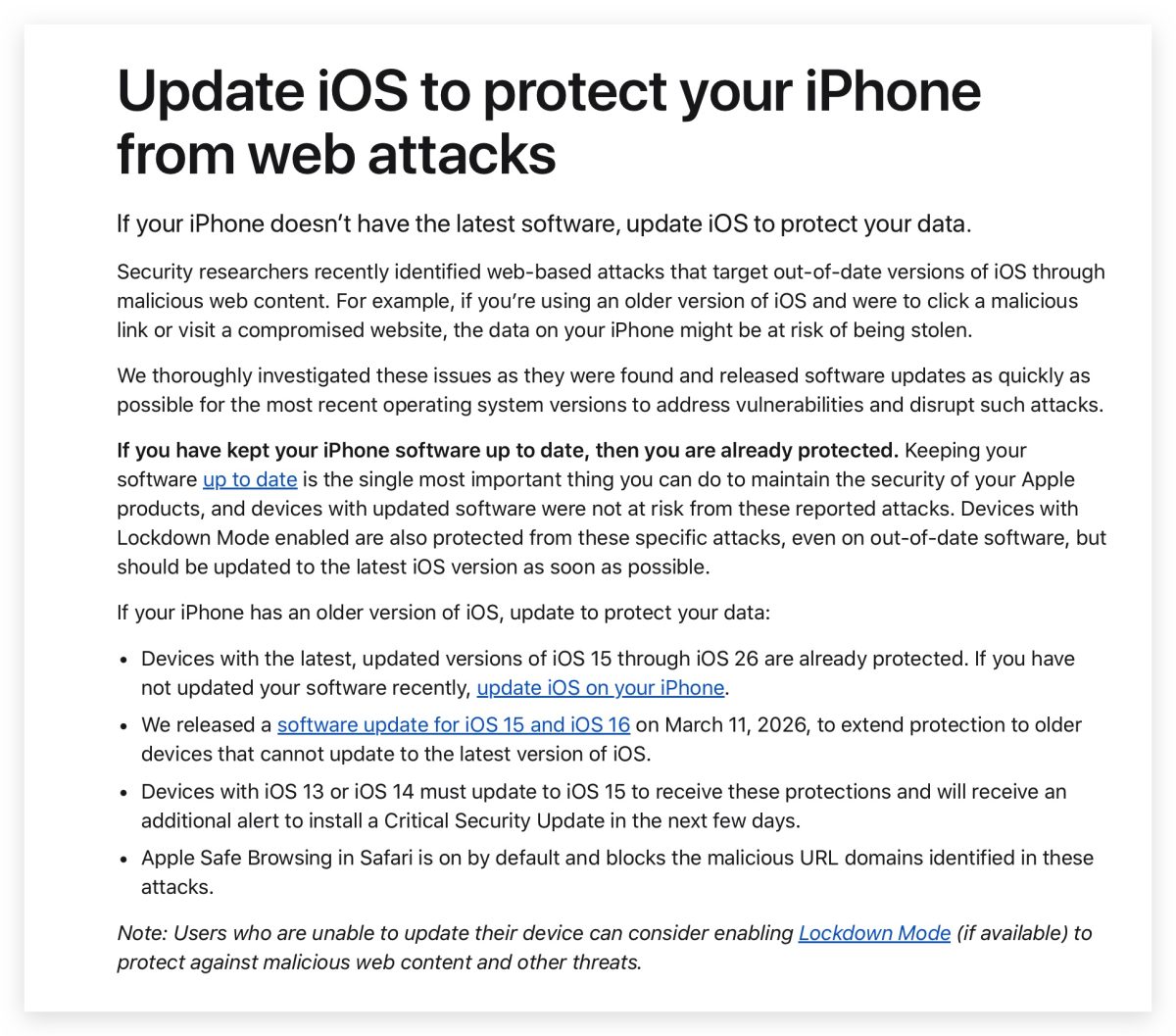 iPhone iOS  iOS 安全更新