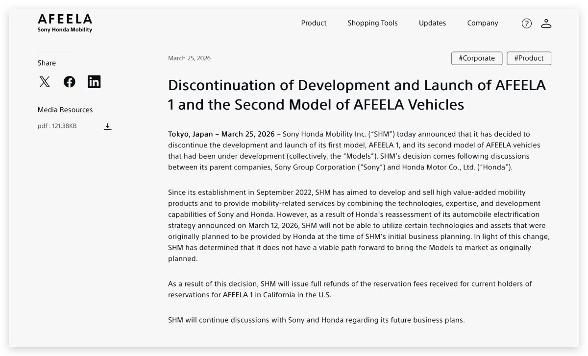 Sony Honda Mobility AFEELA