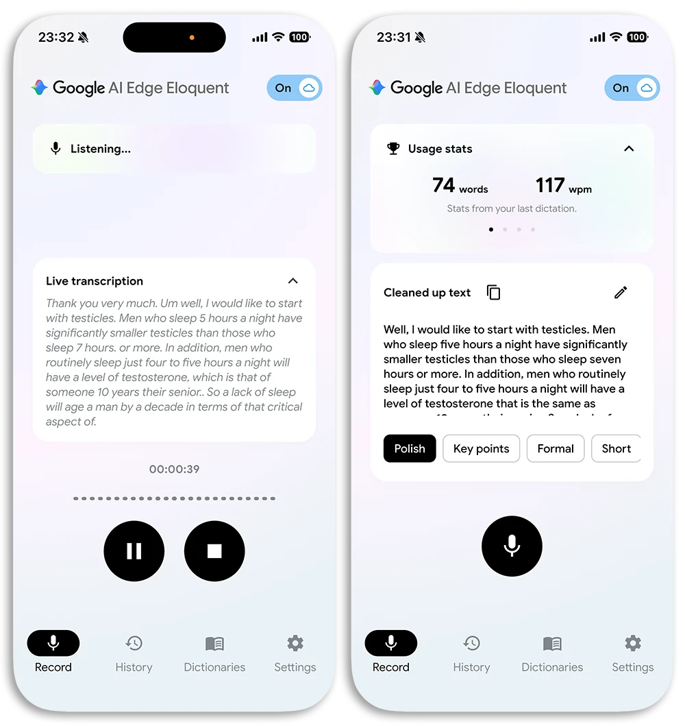 Google AI Edge Eloquent 語音轉文字
