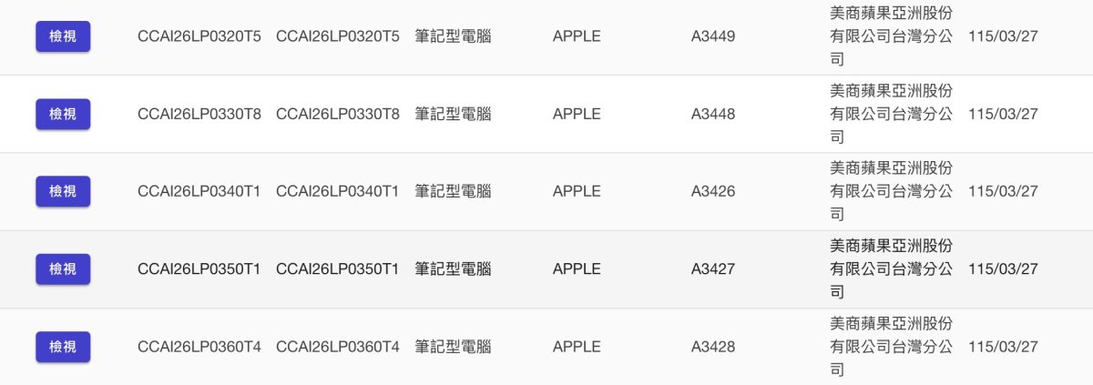 MacBook Neo M5 MacBook Air M5 Pro MacBook Pro M5 Max MacBook Pro NCC 電檢