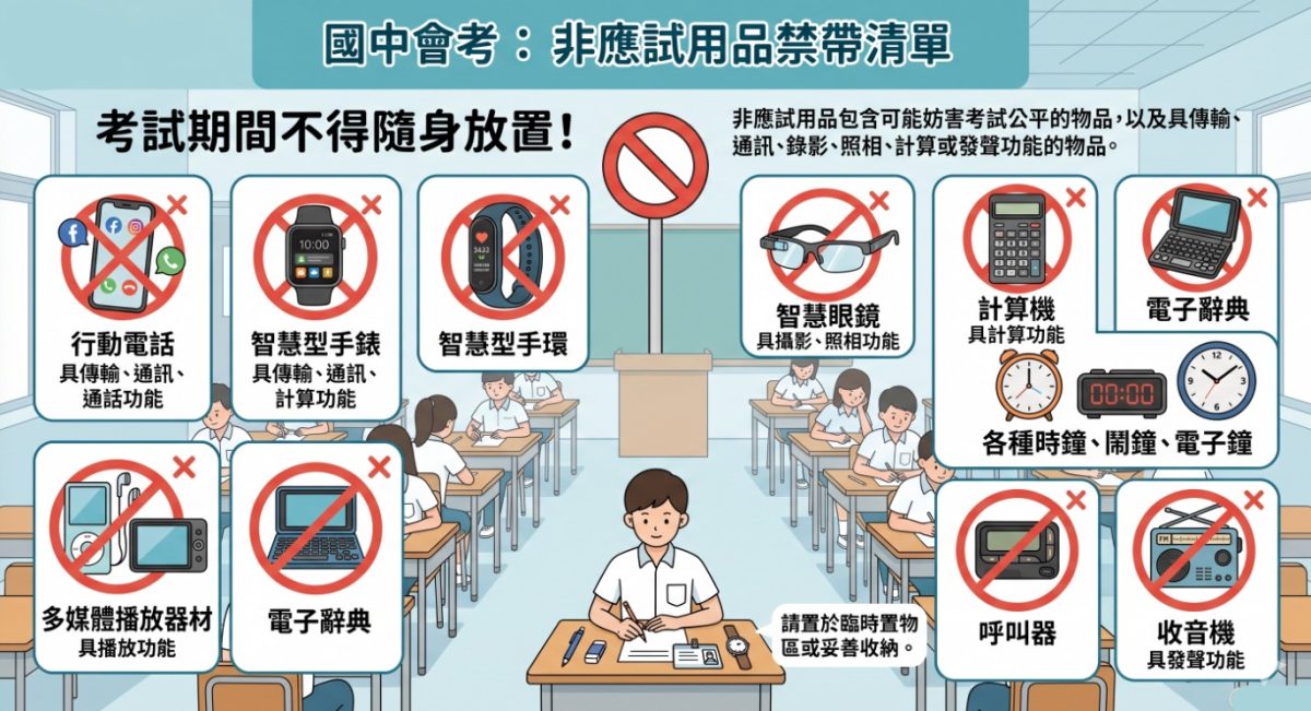 國中會考不能帶