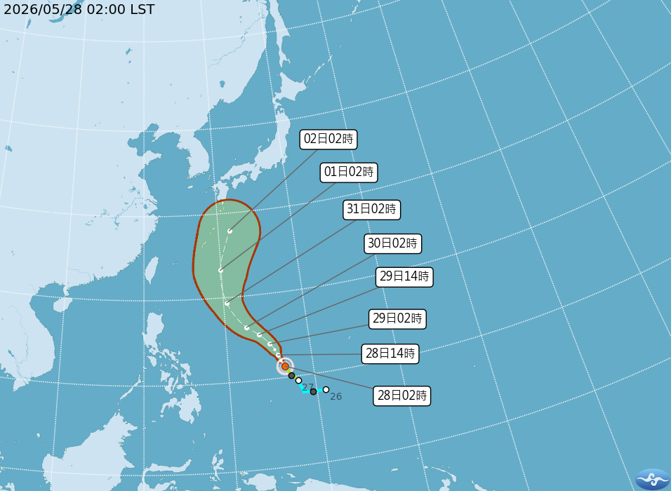 （資料來源：中央氣象署 5/27 颱風消息，即時颱風動態可前往中央氣象署查詢）