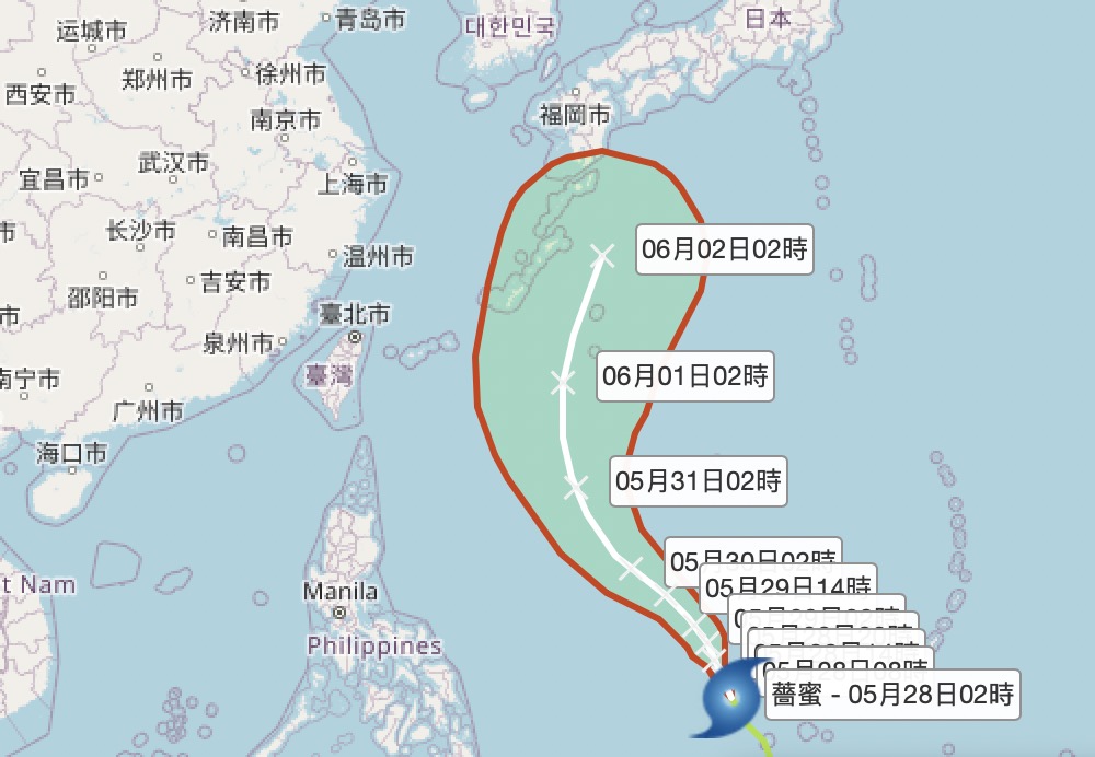 薔蜜颱風路徑圖源：中央氣象署