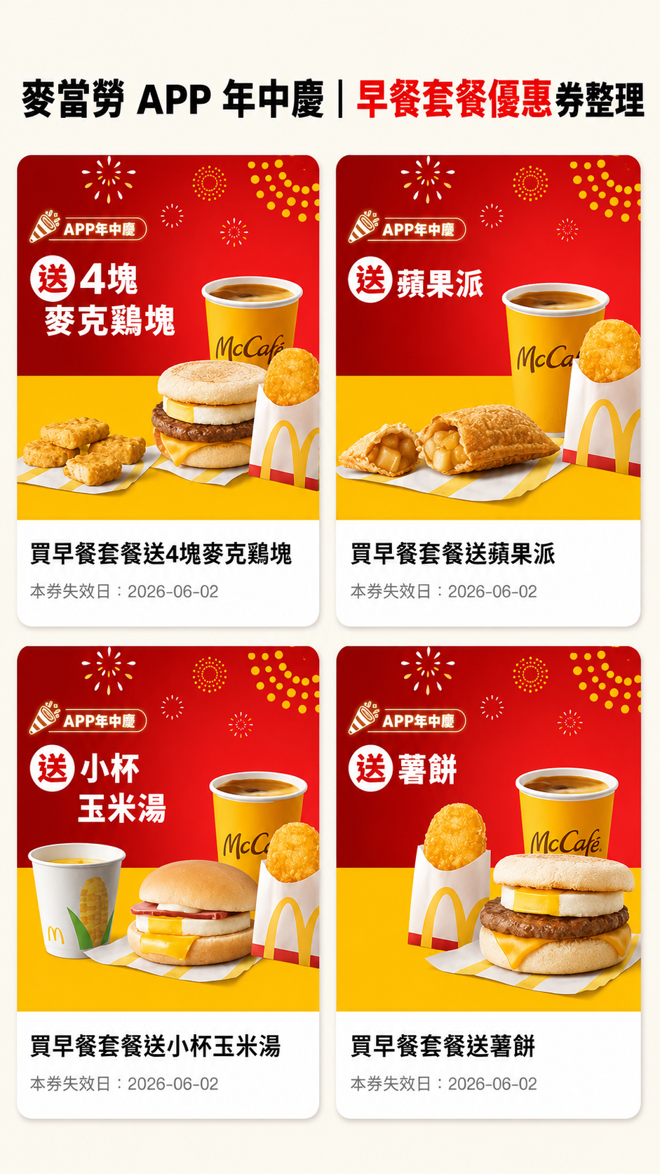 麥當勞早餐優惠券