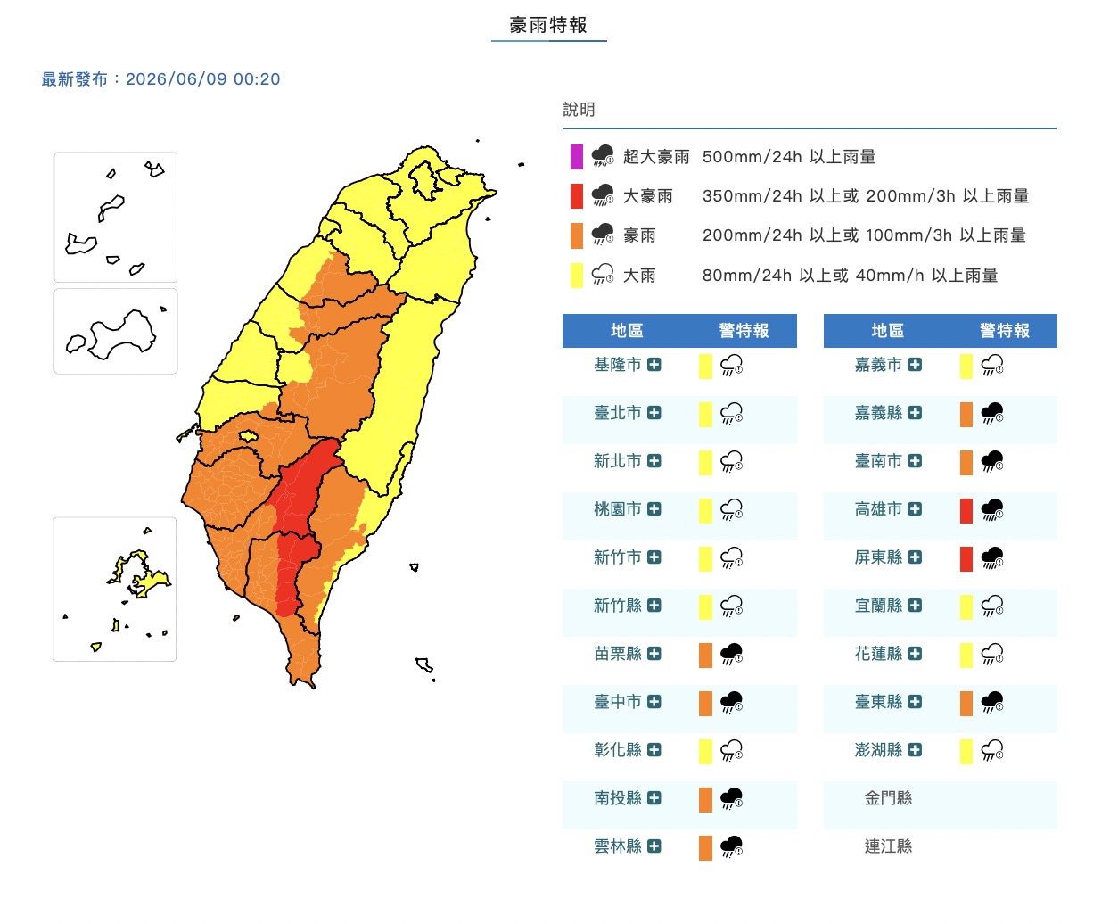 豪雨特報