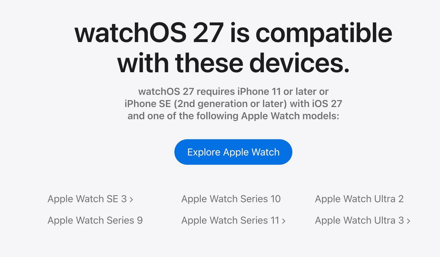 watchOS 27 支援機型清單