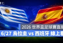 FIFA World Cup 2026 世界盃足球賽 世足賽 世界盃 世足賽程 世足賽直播 世界盃直播 轉播 LIVE 線上看 烏拉圭 西班牙