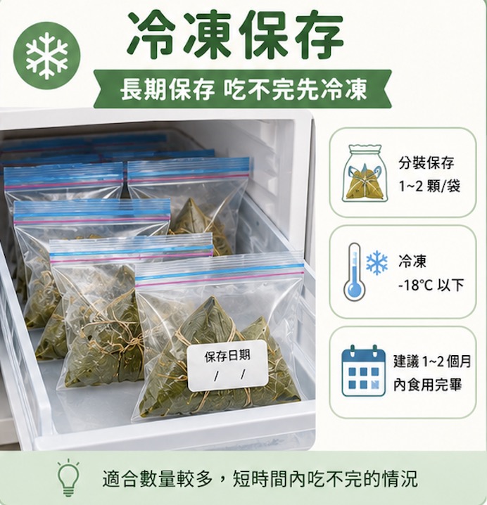 粽子吃不完，冷凍保存