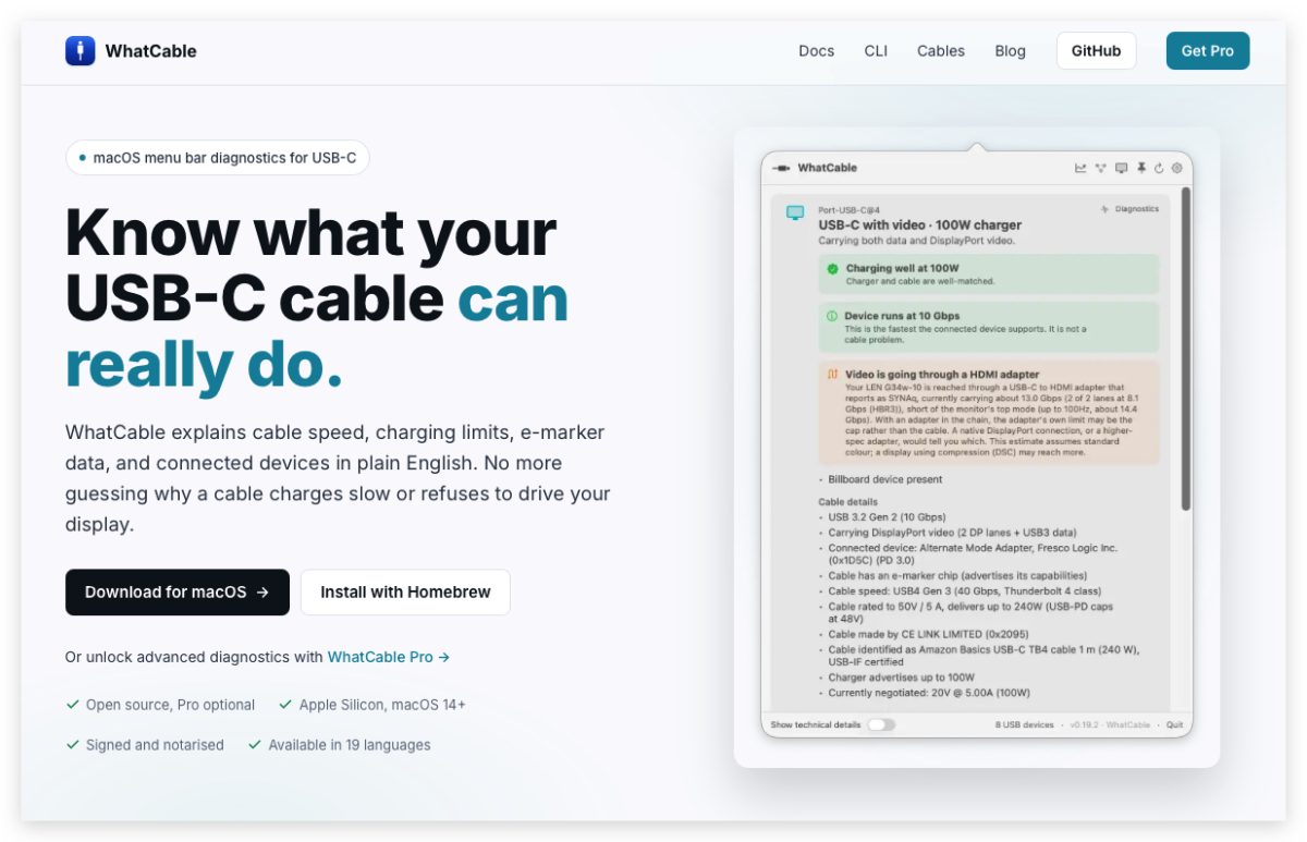 WhatCable Mac Mac 工具 Mac App 推薦
