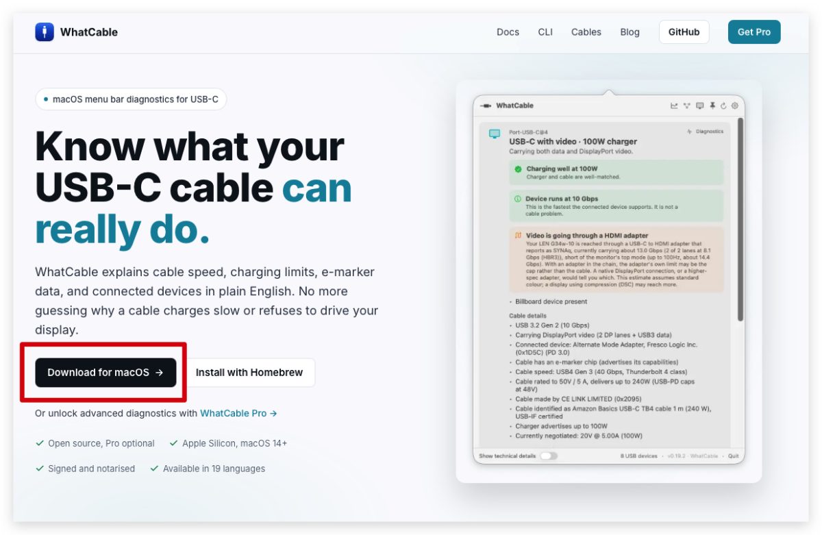 WhatCable Mac Mac 工具 Mac App 推薦