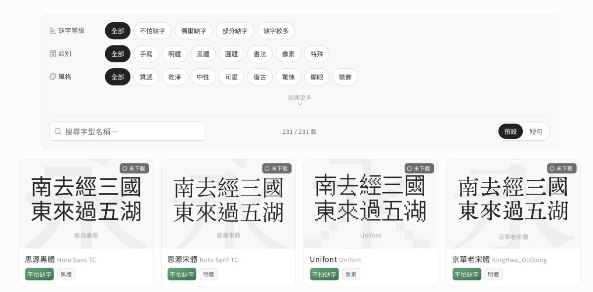 免費中文字型速查表 中文字體 免費中文字體 可商用中文字體 可商用字體