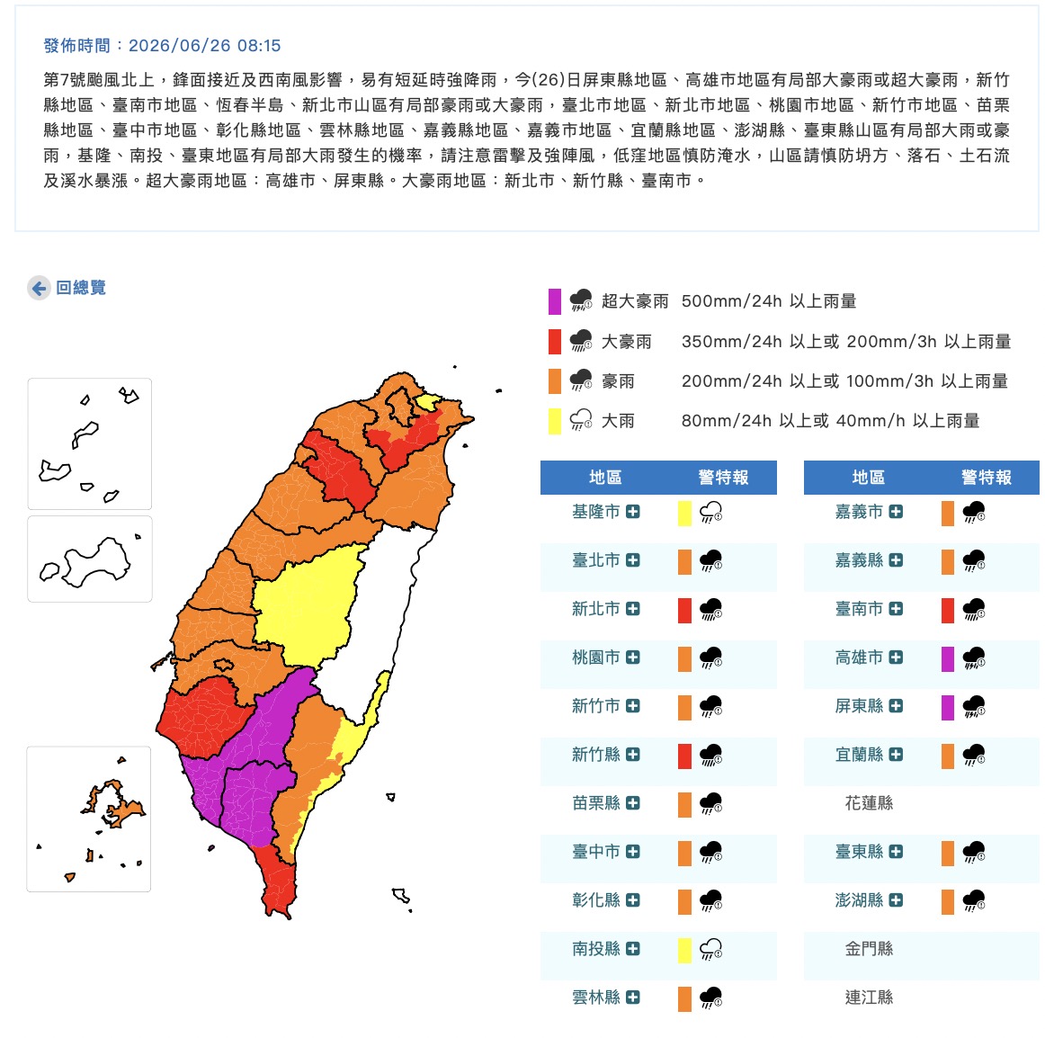 豪雨特報