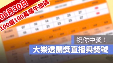 6月30日大樂透「100組100萬」端午加碼開獎直播：開獎號碼與加碼獎號查詢