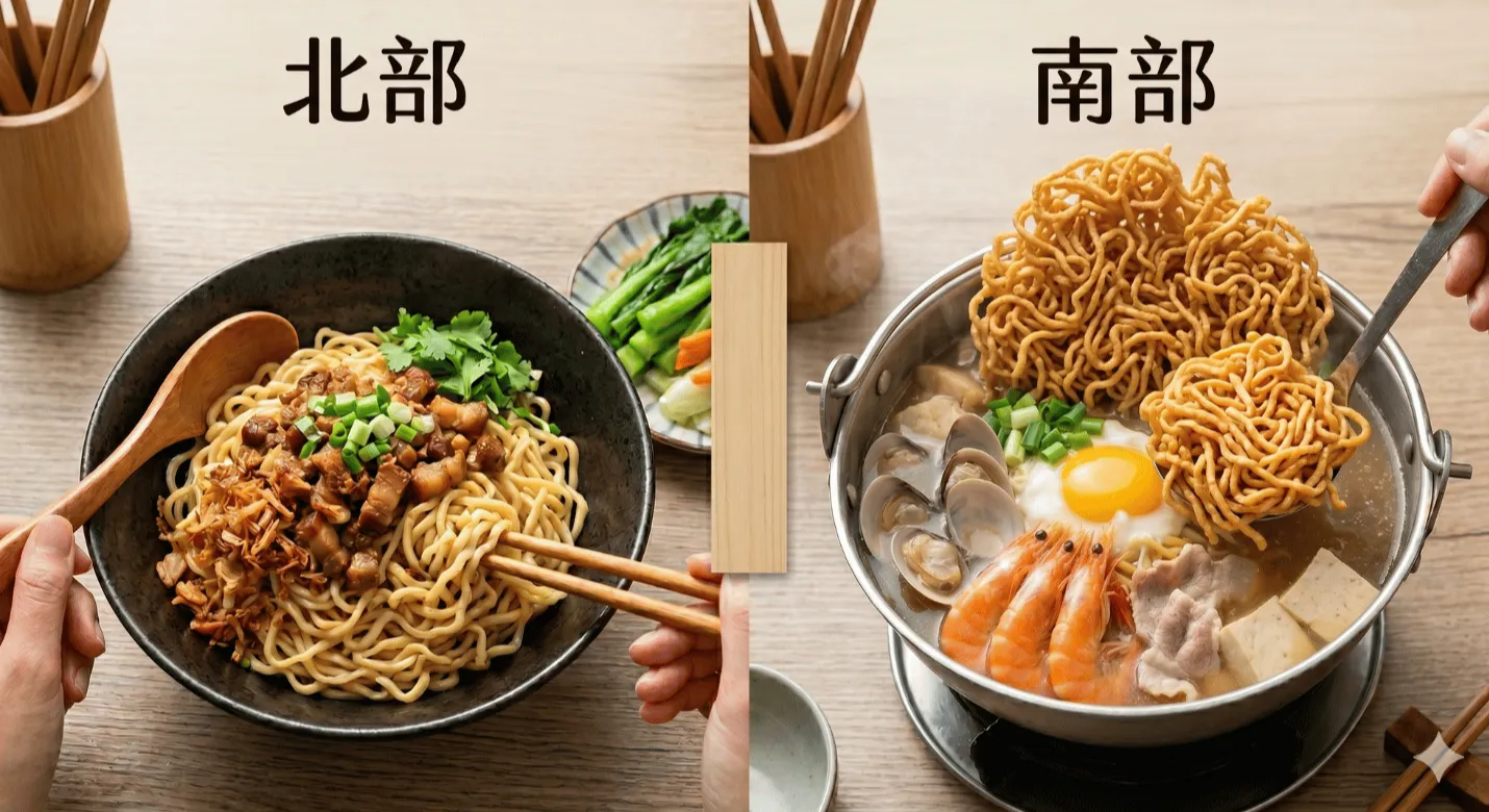 北部的乾意麵麵體、南部的油炸意麵麵體,各有擁護者。圖源:示意圖/Gemini