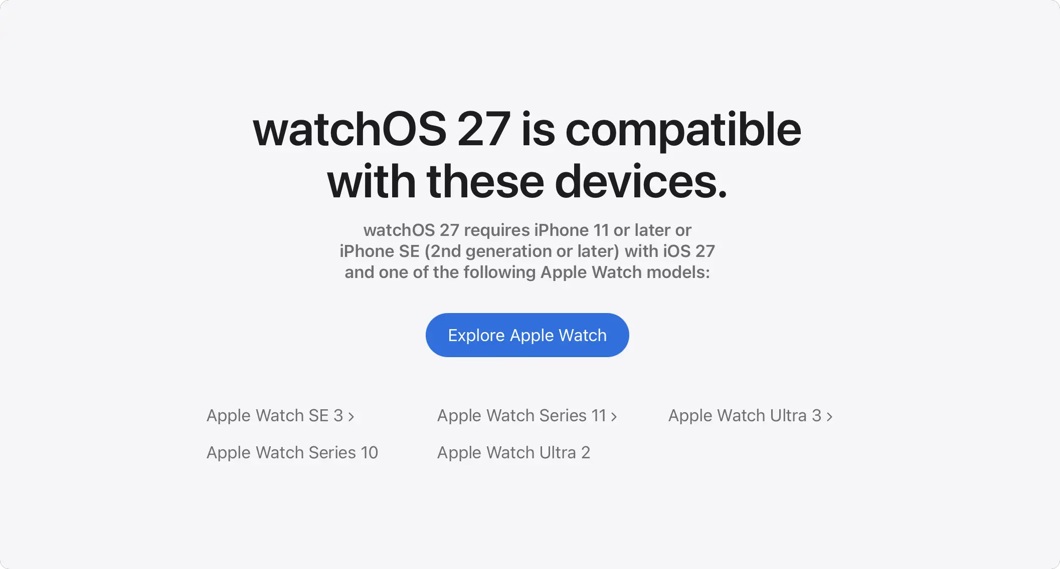watchOS 27 支援機型清單