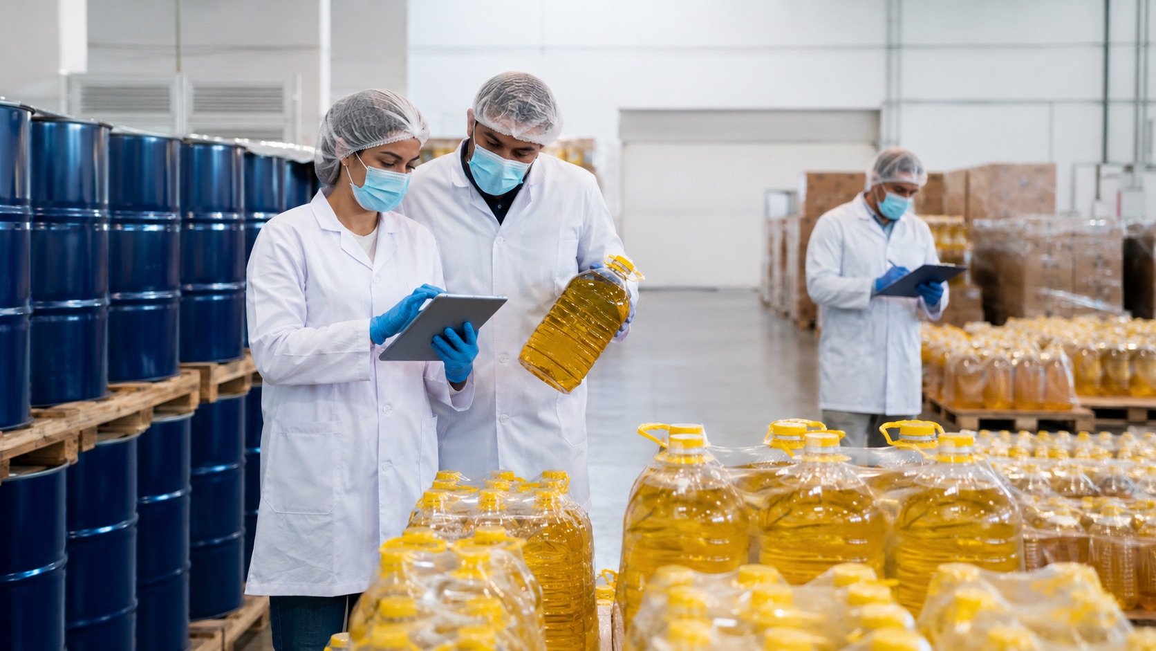 食品業者核對問題油批號、進貨紀錄與庫存的清查作業