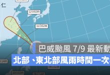 巴威颱風 7/9 最新動態：最快今日發海警，北部、東北部風雨時間一次看