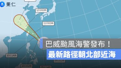 巴威颱風海警發布！最新路徑朝北部近海，警戒範圍、風雨時間一次看