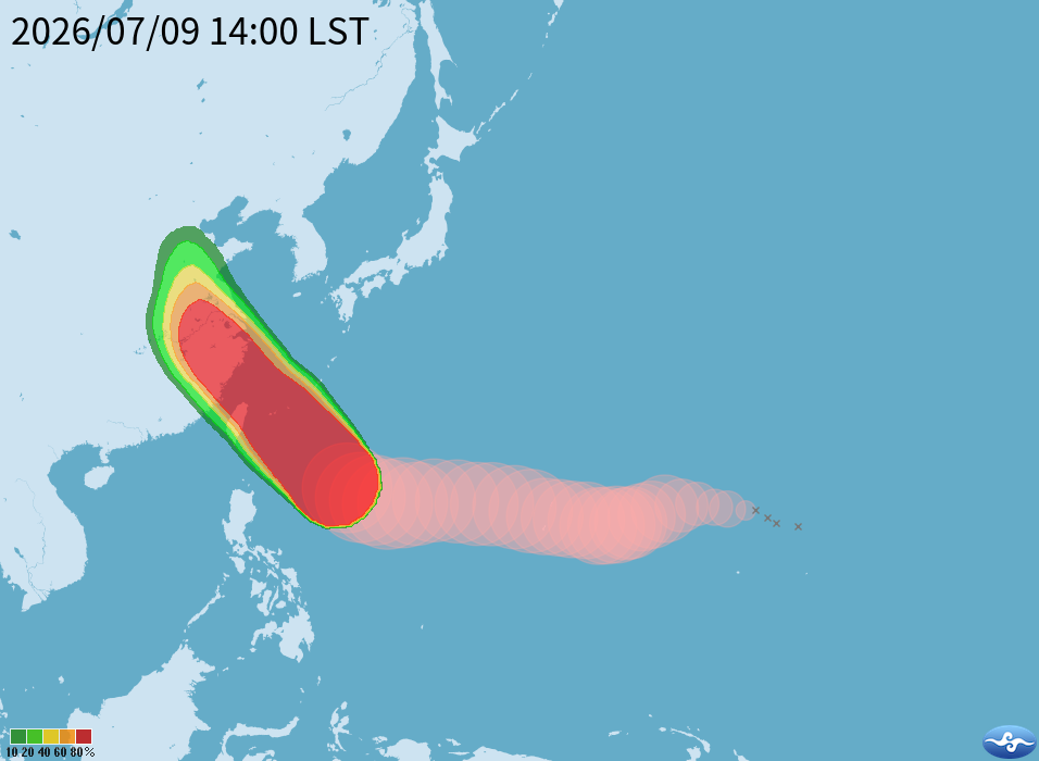 巴威颱風 7/9 最新路徑。圖：中央氣象署