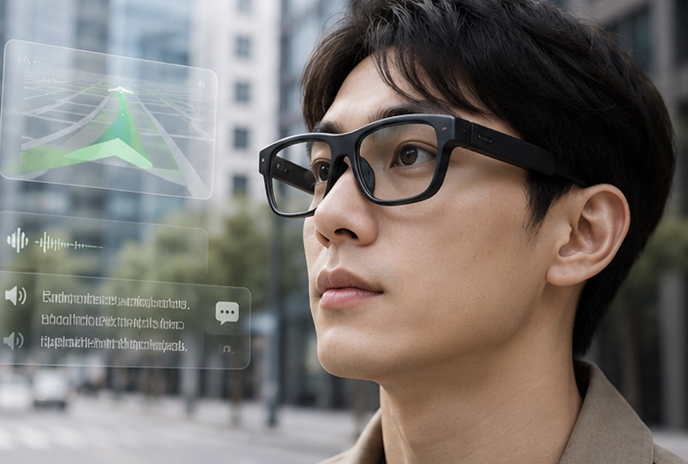 三星 AI 智慧眼鏡即時導航與翻譯功能示意圖