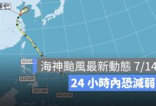 海神颱風最新動態 7/14：24 小時內恐減弱！南海熱帶擾動北上，南部防 38 度高溫
