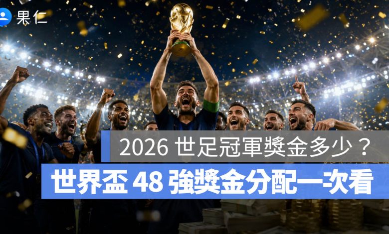 2026 世足冠軍獎金多少？冠軍 5,000 萬美元，48 強獎金分配一次看（示意圖）