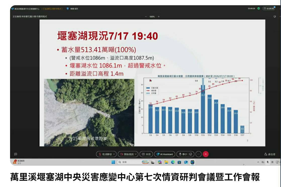 花蓮萬里溪堰塞湖警戒公告。花蓮縣政府