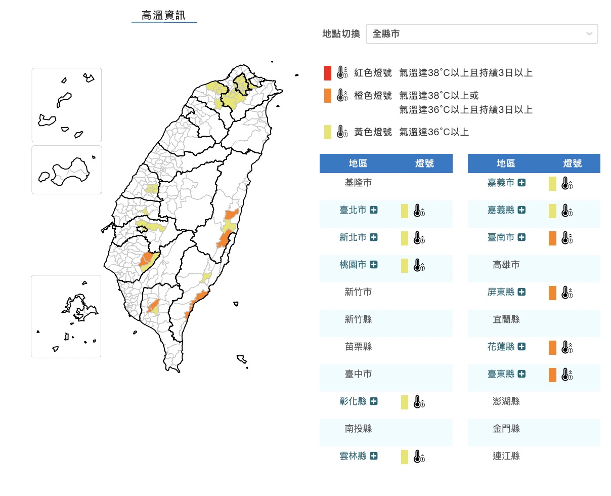 高溫特報。中央氣象署