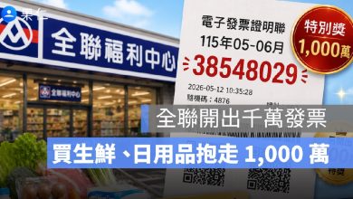 全聯開出千萬發票！幸運兒買生鮮、日用品花 967 元抱走 1,000 萬