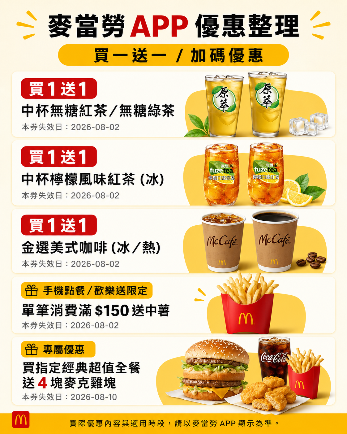 麥當勞買一送一優惠